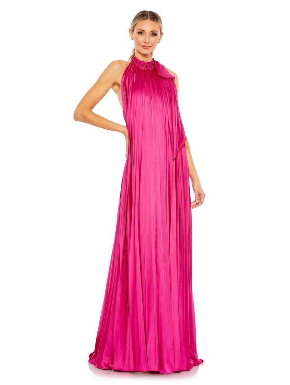 Mac Duggal Fuchsia Pink Halter Maxi Gown